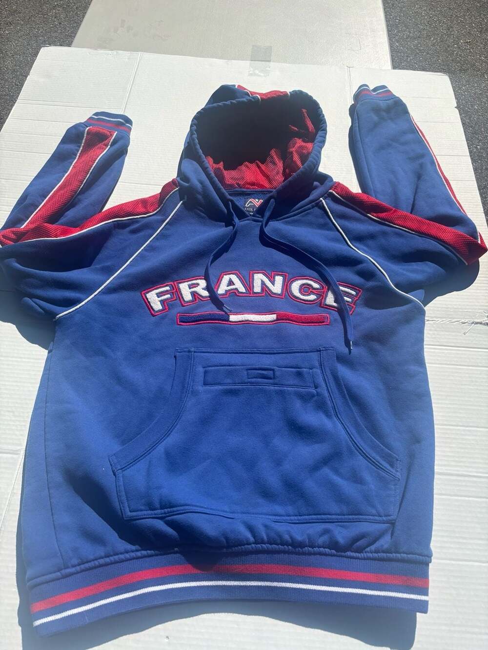 Axel News France Embroidered Pullover Hoodie with Secret Pocket XXL